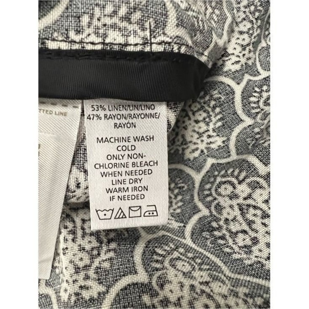 LOFT Linen Blend Black White Printed A Line Mini Skirt Size 6 Classic Chic - Picture 6 of 6